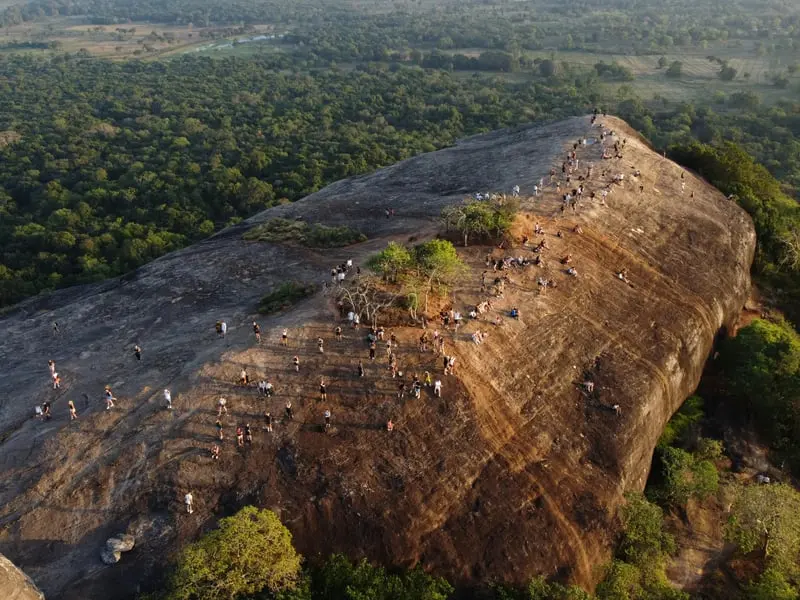 Pidurangala Rock view of Sigiriya Sri Lanka sunrise